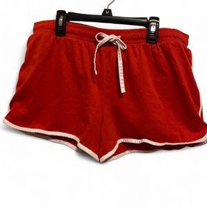 Charlotte Russe Red Drawstring Athletic Shorts with White Trim